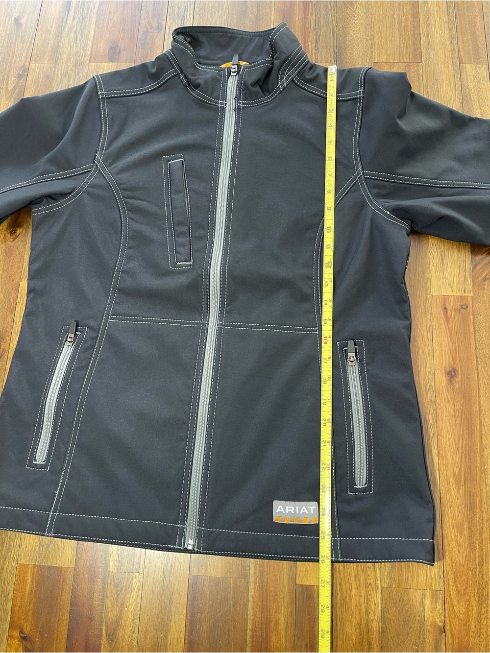 Ariat Rebar Women’s Black Utility Softshell Jacket with White Stitching - Picture 11 of 14